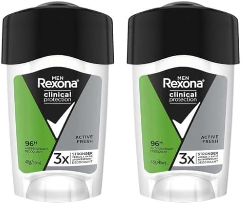 Rexona Clinical Protection Erkek Stick Deodorant Active Fresh Ter Kokusuna Karşı Koruma 45 ML 2li paket