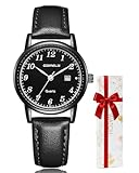 MONTRES DESIGN ET ÉLÉGANTES POUR LES FEMMES : Le cadran de cette petite et délicate montre pour femmes mesure 31.5 mm et est équipé d'un bracelet en cuir, ce qui permet de la porter confortablement à l'intérieur, à l'extérieur, pour le sport et pour les activités de mode quotidiennes.