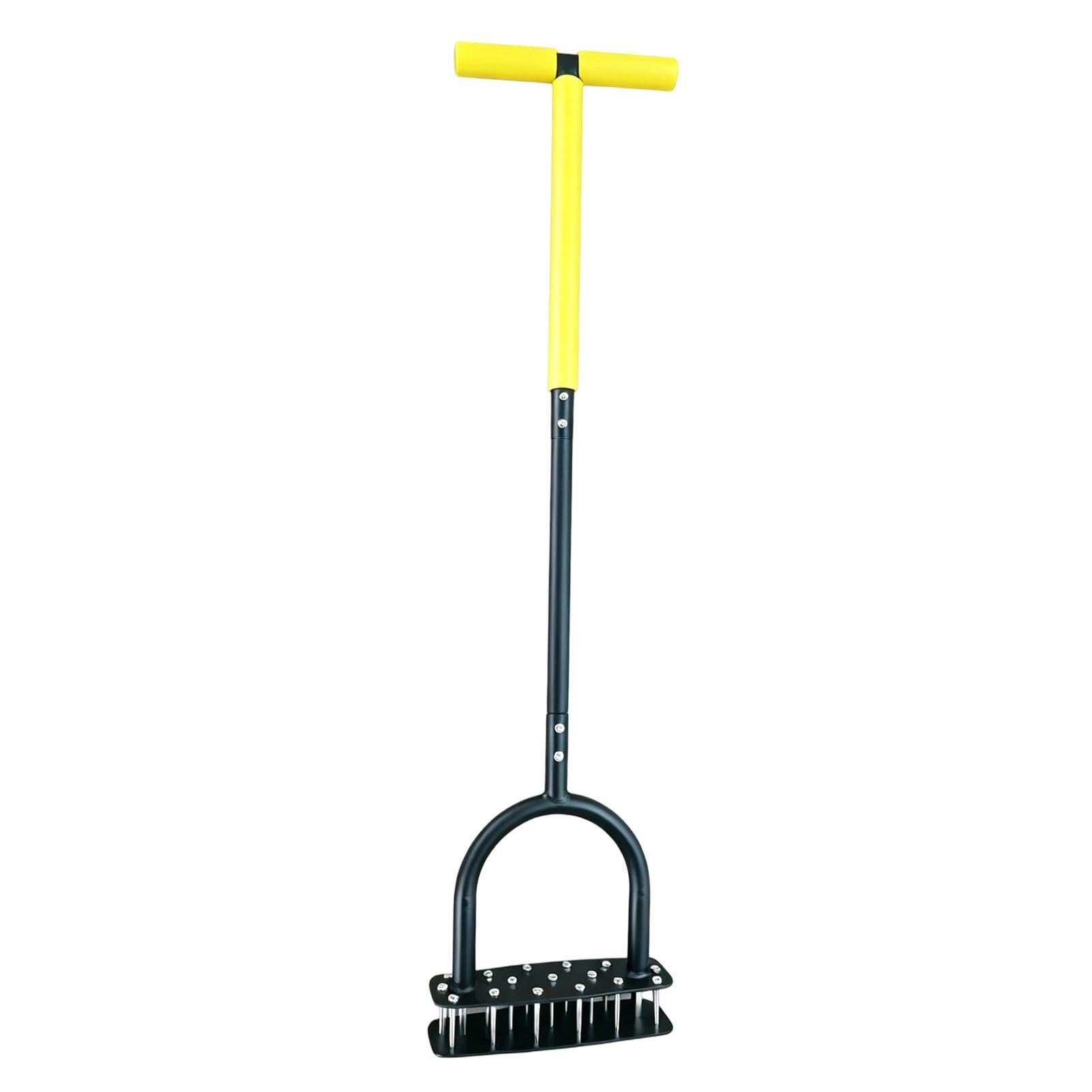 Aerator trawnika Z 15 kolcami ze stali nierdzewnej, uchwyt T, ręczny | Narzędzie do aeracji trawnika do zwalczania ubicia gleby, trawników, ogrodów, podwórek, gospodarstw, rabat kwiatowych, oraz