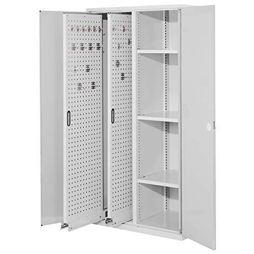 Kappes RasterPlan Vertikalschrank Modell 80, 1950 x 1000 x 600 mm, RAL 7035 | Doppelwandtür, 2 Auszüge Lochplatten, 3 Böden