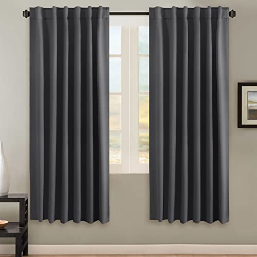 Image of H.VERSAILTEX Blackout Curtains Thermal Insulated Window Treatment Panels Room Darkening Blackout Drapes for Living Room Back Tab /Rod Pocket Bedroom Draperies, 52 x 72 Inch, Charcoal Gray, 2 Panels