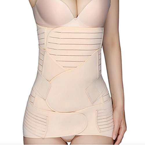 3 in1 Postpartum Support - C Section Recovery Belly Wrap Waist/Pelvis Belt Body Shaper Postnatal Waist Shapewear (Nude, Plus Size)