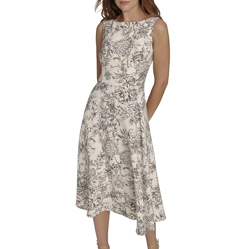 Image of Tommy Hilfiger Women's Sleeveless Boat Neck Fit & Flare Midi Dress