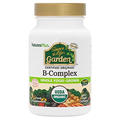 NaturesPlus Source of Life Garden Vitamin B Complex - Organic, Plant Extracted B Vitamins - Biotin, B6, Folate and B12 - Mood, Energy and Immune Support - Vegan, Gluten Free - 60 Capsules Cover