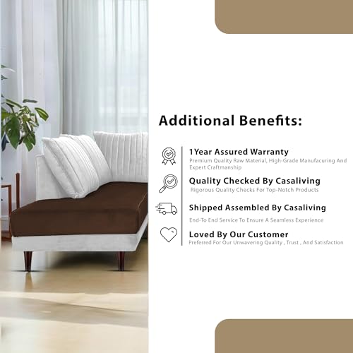 Image of Gratly LHS 4 Seater L Shape Sofa Set for Living Room (Brown Grey Colour) Premium Fabric Sofa