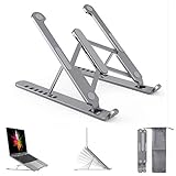 【FALTBARES UND TRAGBARES DESIGN】Dieser tragbare Laptop ständer wiegt nur 304g und kann schnell zu einer kleinen Größe von “26 x 6 x 2 cm” zusammengeklappt werden. Leicht und kann klappbar sein, um den Ständer überall zu tragen. Du kannst auch im Café, im Zug, im Home Office oder an anderen Arbeitsplätzen außerhalb Deines Hauses arbeiten. Es kann schnell und einfach installiert oder geschlossen werden, was viel Zeit und Platz spart. Übrigens ist es auch ideal für ein iPad.