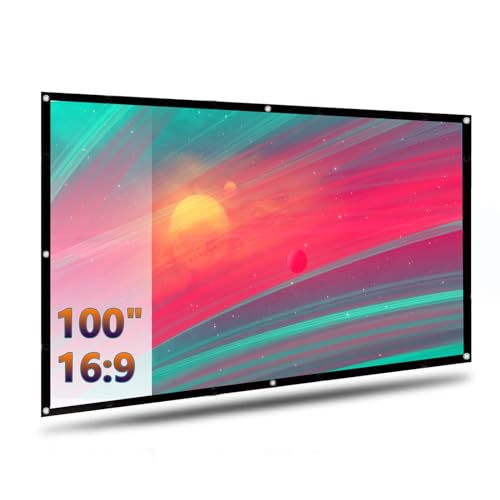 Projektor-Leinwand, faltbar, 100 Zoll (254 cm), für Innen- und Außenbereich, tragbare 16:9 4K HD Hintere Filmleinwand für Heimkino, Hinterhofkino
