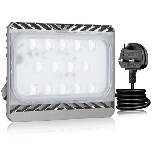 70W LED Floodlight, CREE SMD5050 Chips, IP65 Waterproof, 6300lm, Warm White, Outdoor Security Lights with UK Plug, 36 Month Warranty