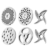 BOLEXINO #12 Stainless Steel Grinder Plate Assortment comes with 4 stainless steel grinder plates and 2 stainless steel knives.