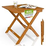 Juskys® Beistelltisch Zadar S - Klappbar für platzsparende Nutzung, aus geöltem Akazienholz, ideal für Garten und Balkon, 46x46x46 cm