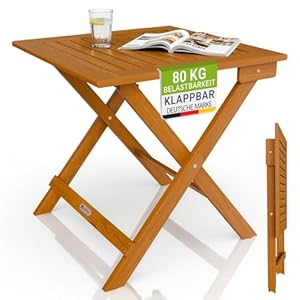 Juskys® Beistelltisch Zadar S - Klappbar für platzsparende Nutzung, aus geöltem Akazienholz, ideal für Garten und Balkon, 46x46x46 cm