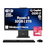 Lenovo IdeaCentre I All-in-One Desktop for Home Office, 32GB DDR5 RAM, 2TB SSD, AMD Ryzen 5 7535HS, 27" FHD Touchscreen 100Hz, Webcam, Wireless KB & M, W11H, Bundle with ADATA 64GB USB Flash Drive