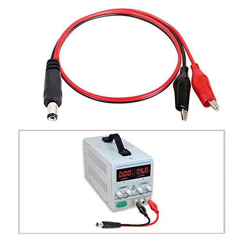 Image of Alligator Clip Jumper Probe to DC 5.5x2.1mm Male and Female Test Wre 18AWG Adapter Red and Black Wire Alligator Clip Test Wire 50 cm for Testing The Circuit (DC Male +DC Female)