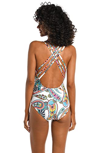 La Blanca Women's Multi Strap Cross Back One Piece Swimsuit, Multi//Pave The Way, 6 #TOP1