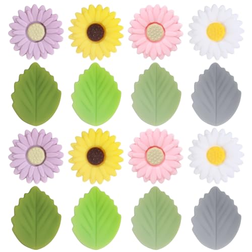 16 Stück Stricknadel Stopper Silikon Gänseblümchen Blätter...