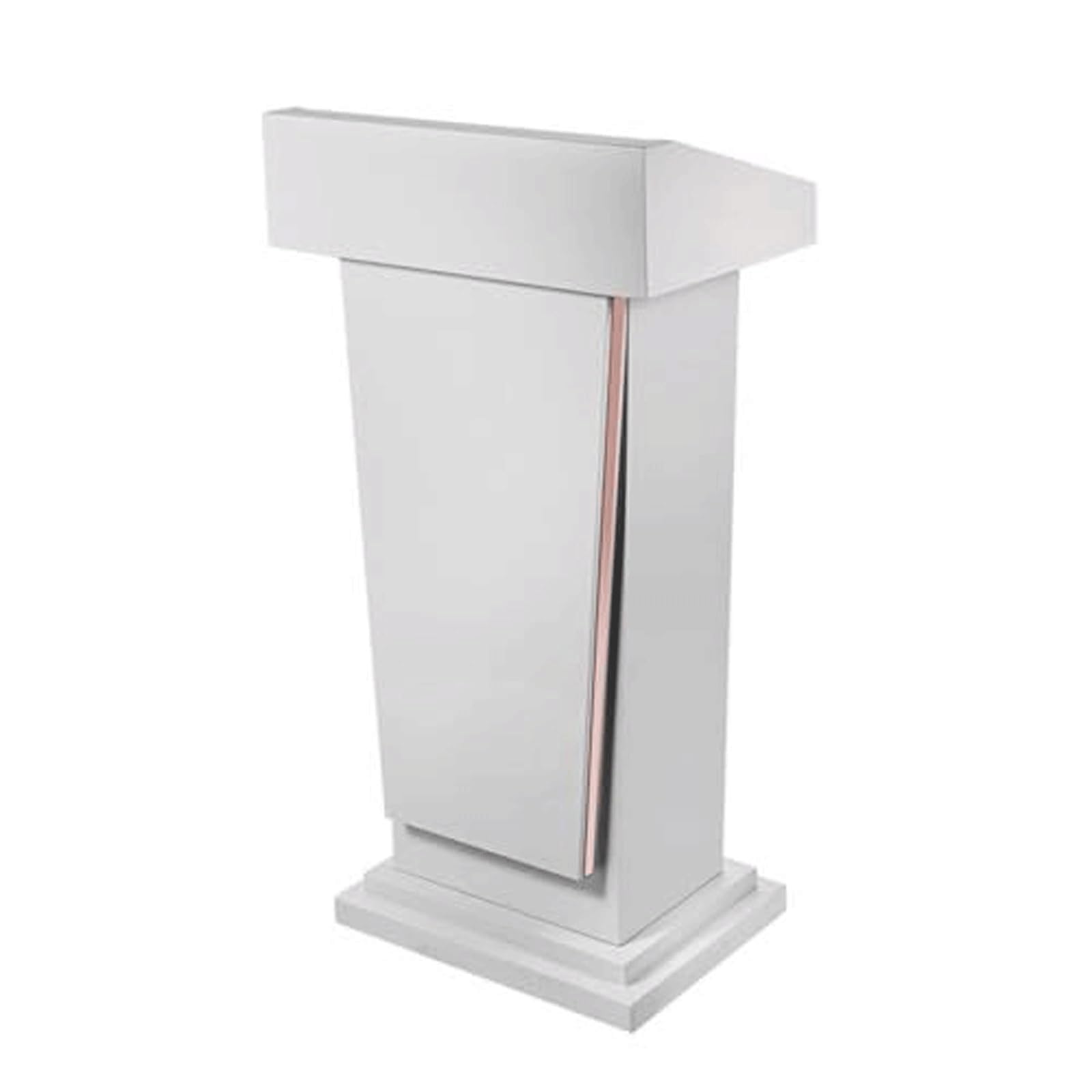 YTGHBIML Stainless Steel Podium Stand, Modern Church Pulpit with Storage, Floor Standing Hostess Stand Luxury Lectern for Churches(Wei�)