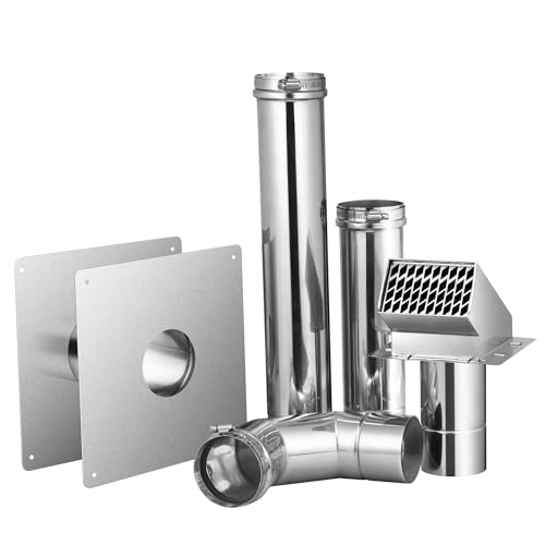 Image of GASLAND 3 inch Stainless Steel Vent Pipe Kit, Heavy Duty Direct Vent for Indoor Outdoor Gas Tankless Water Heater, Comes with Termination Hood, 90 Elbow, 1FT & 1.5FT Vent Pipe, Wall Thimble