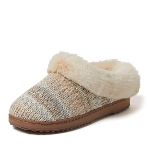 Image of Dearfoams Women's Memory Foam Cozy Soft House Slippers Gifts for Women Hannah Knit Clog House Shoes