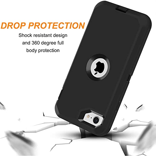 Iphone Se 2020/2022 3-In-1 Full Body Protector Case, Shockproof Tpu & Hard Pc Bumper, Drop-Proof Shell For 4.7" - Black #TOP4