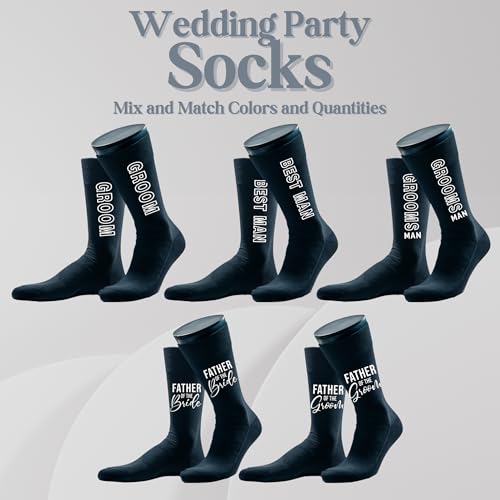 Groomsman Socks - Groom, Best Man, Father of Bride & Groom. Wedding Dress Socks, Groomsmen Proposal (US, Alpha, One Size, Regular, Regular, Black, Bulk Discount - Build Your Set, Groomsman Socks)2