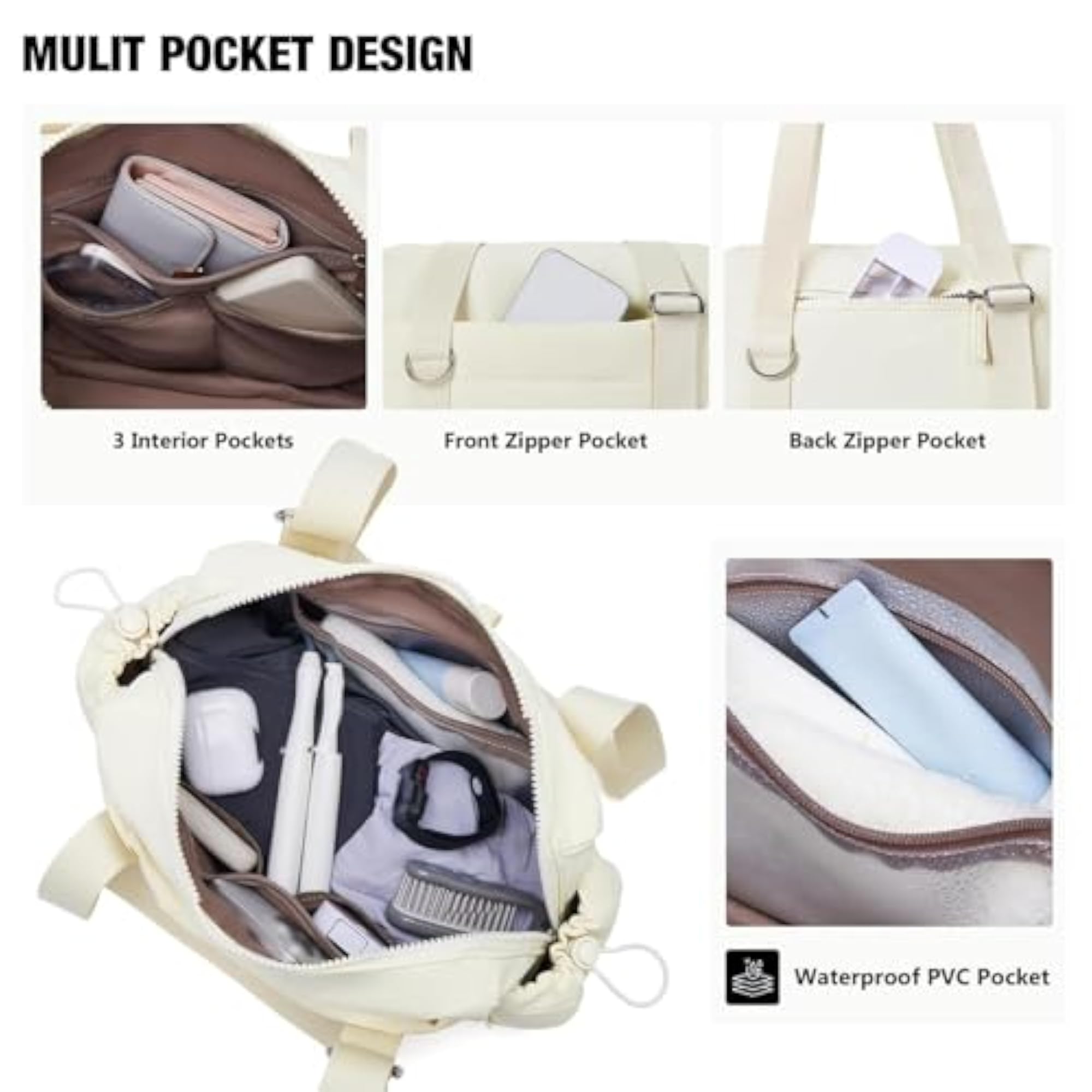 Women's Travel Gym Bag with Removable Wallet