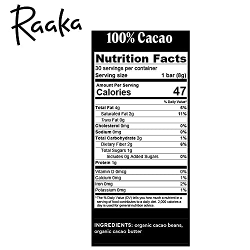 Raaka Chocolate Mini Dose Bars, 100% Cacao Sugar Free, Pack | Gourmet Dark Chocolate Gift | 100% Cacao | Organic, Vegan, Gluten Free, Soy Free, Non Gmo, Paleo, Keto | Box Of 30 Bite-Size Chocolates #TOP5