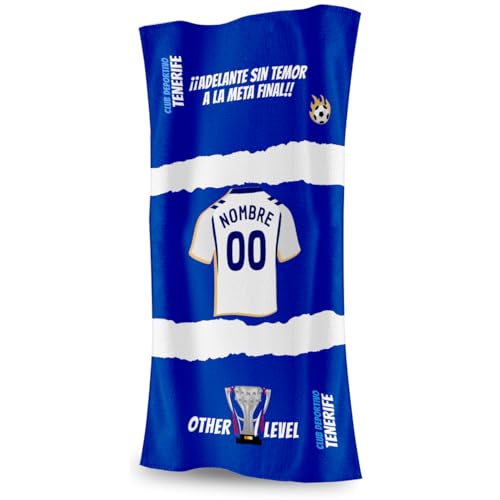 DEREGALOOS Toalla Personalizada con Nombre Estilo Fútbol. Regalos Originales con Nombre Personalizado. Toalla Playa Piscina Niños Adultos. Regalo Estilo 2ª división Tenerife, 70x140CM