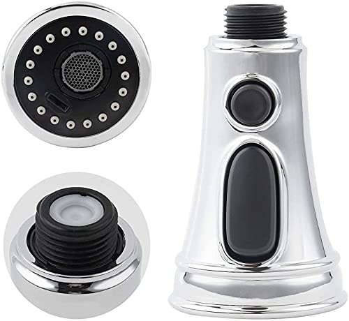 Kitchen Faucet Sprayer Head Replacement, 3 Modes Kitchen Sink Faucet Replacement Parts,Pull Down Faucet Sprayer Head Nozzle,Polished Chrome #TOP2