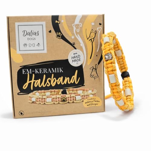 Dalias Dogs - Premium EM-Keramik Hundehalsband Katze Halsband Hund Schmuckhalsband Hundehalsband Paracord(15-20 cm, Honig Pastell)