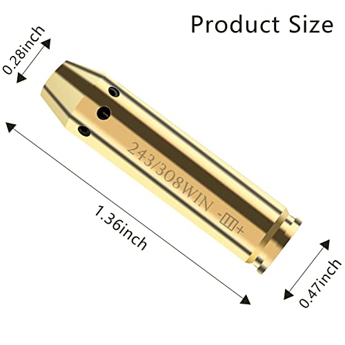 Nihowban Laser Bore Sight Kit 243/308 Red Dot Laser Boresight With 3 Sets Of Batteries （Packaging Six） #TOP2