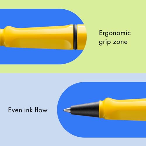 Image of Lamy Safari Yellow Roller Ball Pen with Medium M63 blue refill
