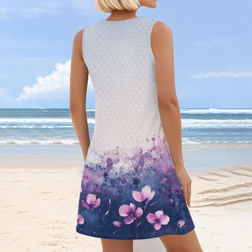 Womens Summer Dresses 2025 Loose V Neck Sleeveless Sundresses Swimsuit Coverup Floral/Plain/Eyelet with 2 Pockets4