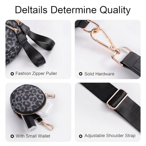 Image of Bum Bags for Women Checkered Crossbody Bag Large Nylon Belt Purse Fanny Packs, Bonus with a Extra Strap
