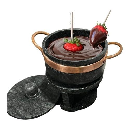 Kit Fondue Pedra Sabão Completo 18Pçs - Chapa 32 cm