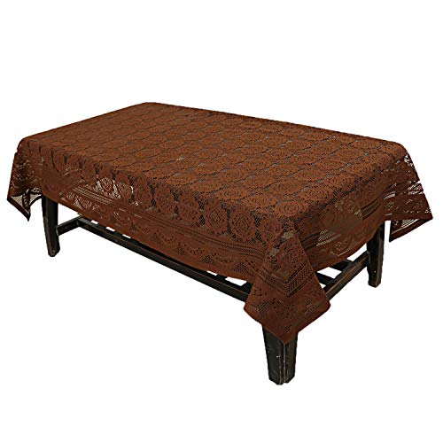 Kuber Industries Circle Design Cotton 4 Seater Center Table Cover - Brown