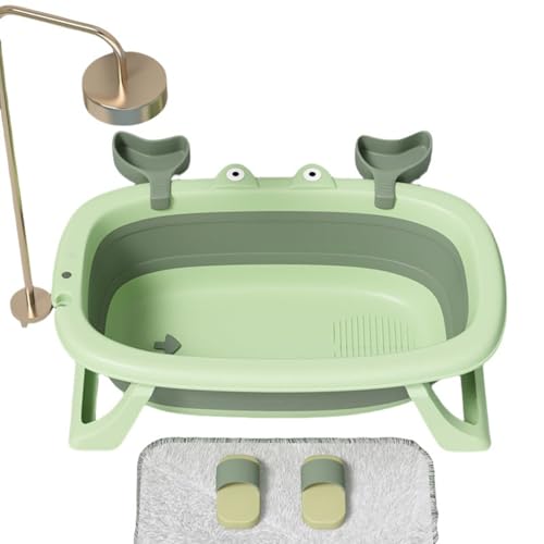 Diggly ペット用バスタブ柔らかいクッション付きのポータブル子犬用バスタブ簡単にお風呂に入れて簡単に保管できる小型および中型ペット用の犬用バスタブ排水穴付き折りたたみ式犬用品 洗面器 折りたたみ式 猫 ペット専用 洗面器 バスバケツ (グリーン,67*