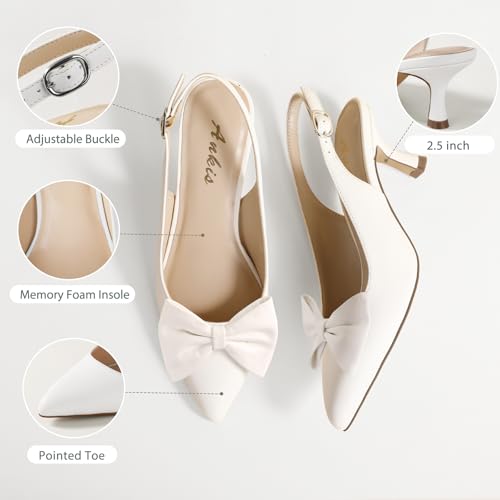 Image of Ankis Women's Slingback Kitten Heels Closed Pointed Toe 2.5in Dress Pumps