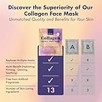 Collagen Face Mask - 13-in-1 Bio Collagen Real Deep Overnight Mask - Hydrating Glass Skin Facial Mask - Anti Wrinkle Korean Skincare Inspired Face Sheet Masks (4 Pack) - Image 5