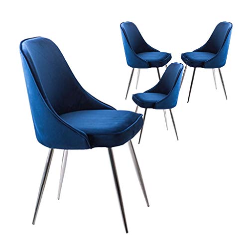 SJIALEN 1/2/4pcs Kitchen Dining Chairs,for Office Lounge Dining Kitchen Bedroom with Backrest Soft Cushion Velvet Reception Chair Kitchen Chair (Color : Blue, Size : 4pcs)