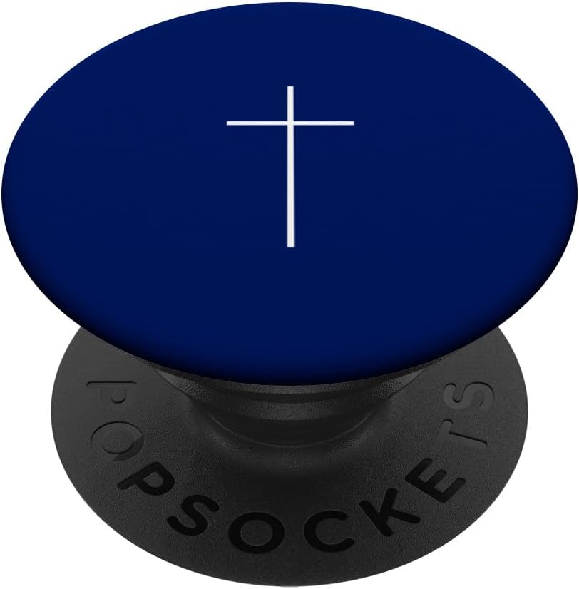 Christian Cross Minimalist Navy Blue PopSockets MagSafe PopGrip for iPhone