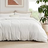 Bedsure Duvet Cover with Fitted Sheet Full - Deep Pocket, Hotel Luxury Soft Double Brushed Bedding Set with Zipper Closure, Includes 1 Duvet Cover, 1 Fitted Sheet, 2 Pillow Shams, NO Comforter, White