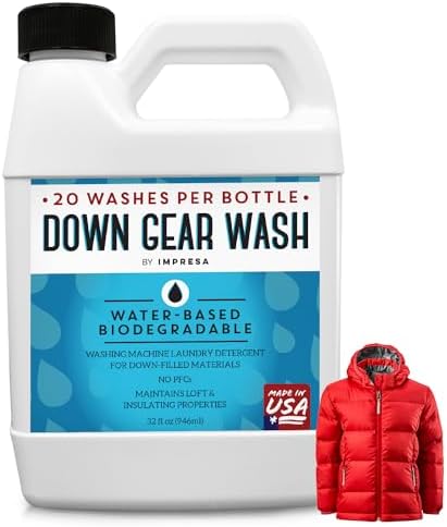 IMPRESA Down Wash Detergent - 32 Fl Oz (20 Loads), Liquid & Unscented - Laundry Detergent Safe for Down Coats & Comforters