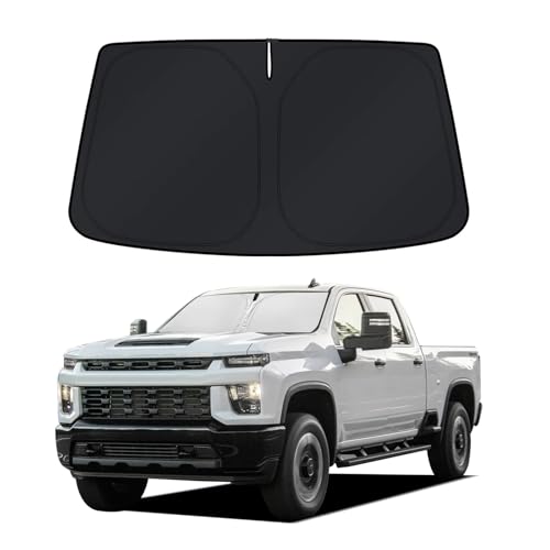 Windshield Sun Shade for 2019-2024 2025 2026 Chevy Silverado 1500 Accessories - Foldable Front Windshield Sunshade Cover fit Silverado 1500 Regular Cab,Crew Cab,Double Cab 2Dr 4Dr Blocks UV Rays