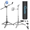 GUITTO Microphone Floor Stand with Phone/Tablet Holder, Adjustable Boom Mic Stand with Heavy-Duty Base, Dual Device Mount for Streaming, Podcasting, Recording, and Live Performances GMS-04
