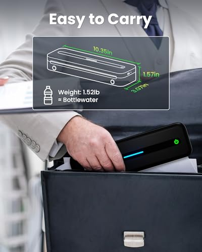 Image of Itari Portable Printer for Travel with Case and 4 Rolls Paper, Inkless Thermal Printer, Support 8.5 inch x 11 inch A4 & US Letter, Wireless Compatible with iPhone, Android, Laptop, Black
