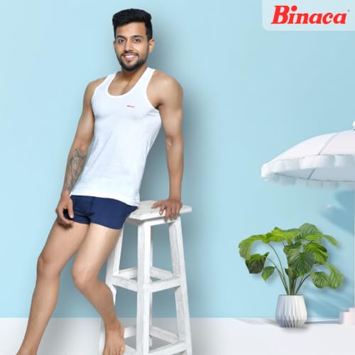 Image of Binaca Pears Sleeveless Vests for Men, Pack of 3 & 5 White Vests, Comfortable Cotton Inner Vest & Sando Baniyan for Gym & Sports