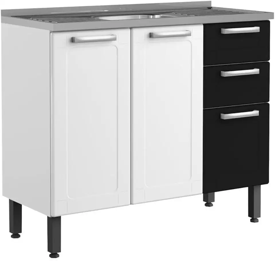 Balcão Cozinha Com Pia Inox Aço Para Cozinha Compacta 105 Cm -Bertolini