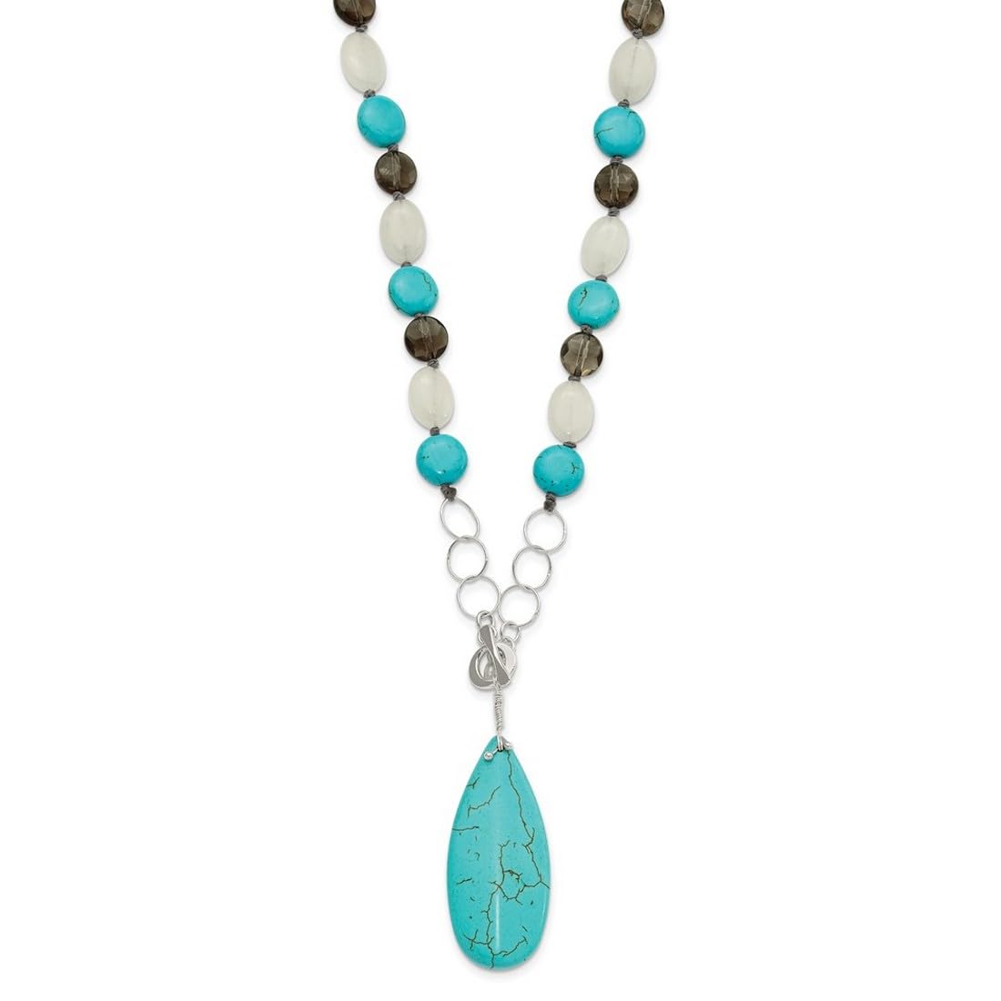 Collier en argent sterling 925 pour femme - 11,65 mm - Jade teintée - Howlite - Quartz magnésite - 56 cm, One Size, Gemme Métal Argent, Howlite Jade Howlite Jade Magnésite