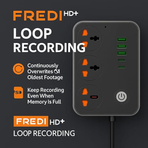 Image of FREDI HD PLUS WiFi Extension Board Camera 1080P | 32GB Inbuilt Storage | Live View on Mobile & Laptop | 24x7 Plug-in Recording | Power Strip Camera | Loop Recording | Indoor Home & Office Monitoring