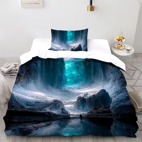 Housse de couette single microfibre La Vallée Bedding et taie d'oreiller imprimé 3D - 2